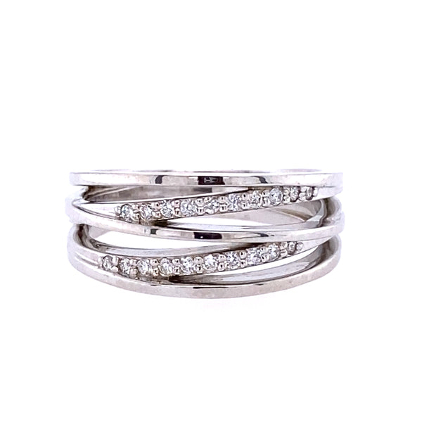 14k White Gold Custom Diamond Fashion Ring With European Shank