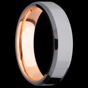 6 mm wide Beveled Tantalum band featuring a 14K Rose Gold sleeve.