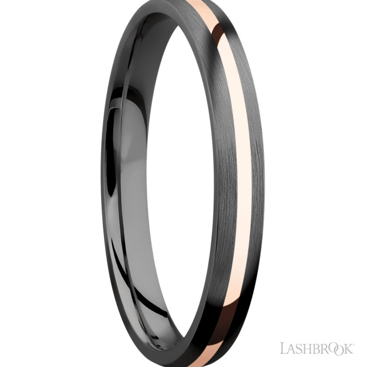 Zirconium with Satin Finish and 14K Rose Gold Inlay