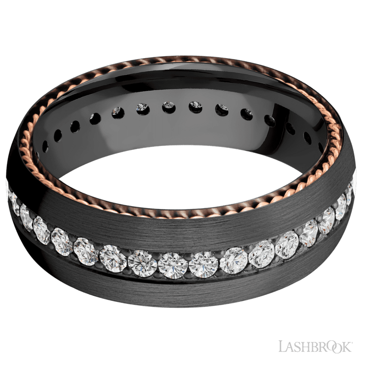 Zirconium with Satin Finish and 14K Rose Gold Inlay