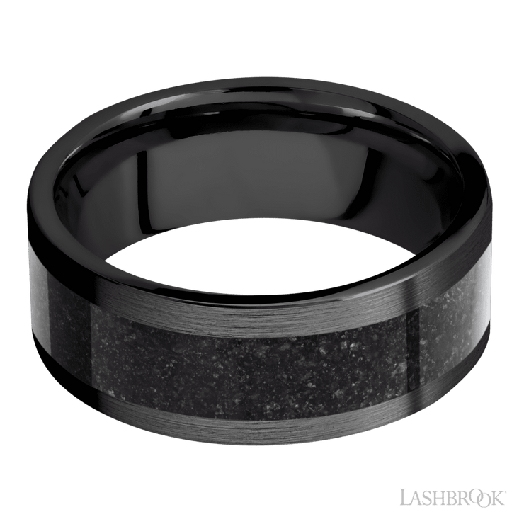 Zirconium with Satin Finish and Dinosaur Bone Black Inlay