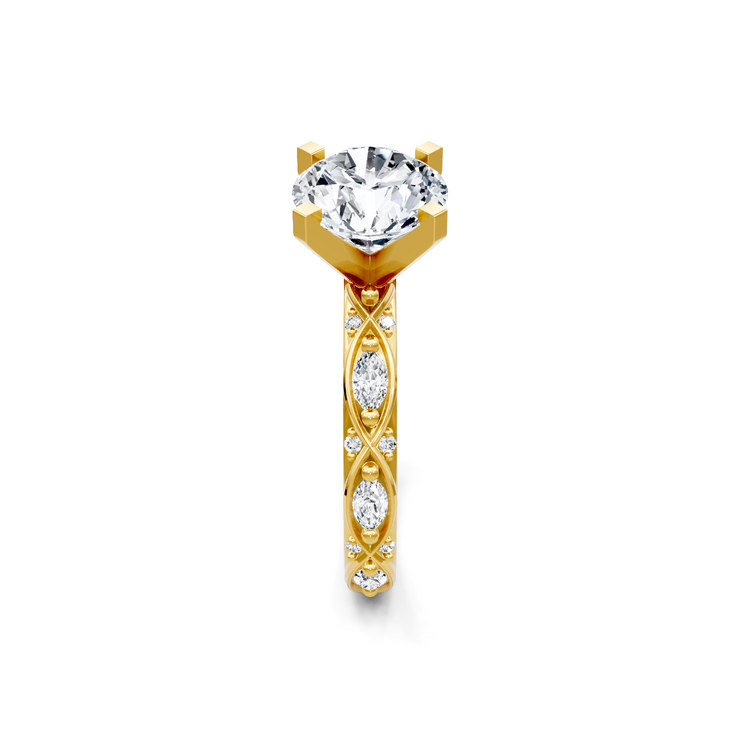 Yellow 14K Gold Classic Diamond Accent Engagement Rings