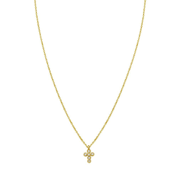 14K Petite Diamond Cross Necklace