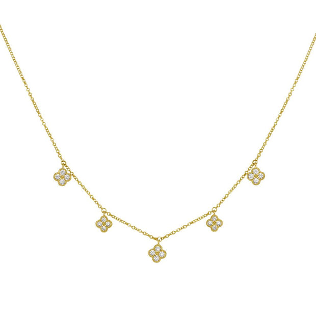 14K Diamond Flower Necklace