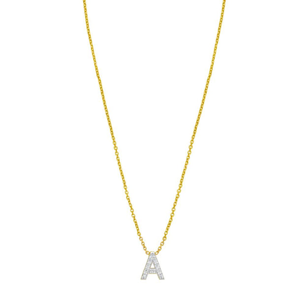 14K Mini Diamond A Initial