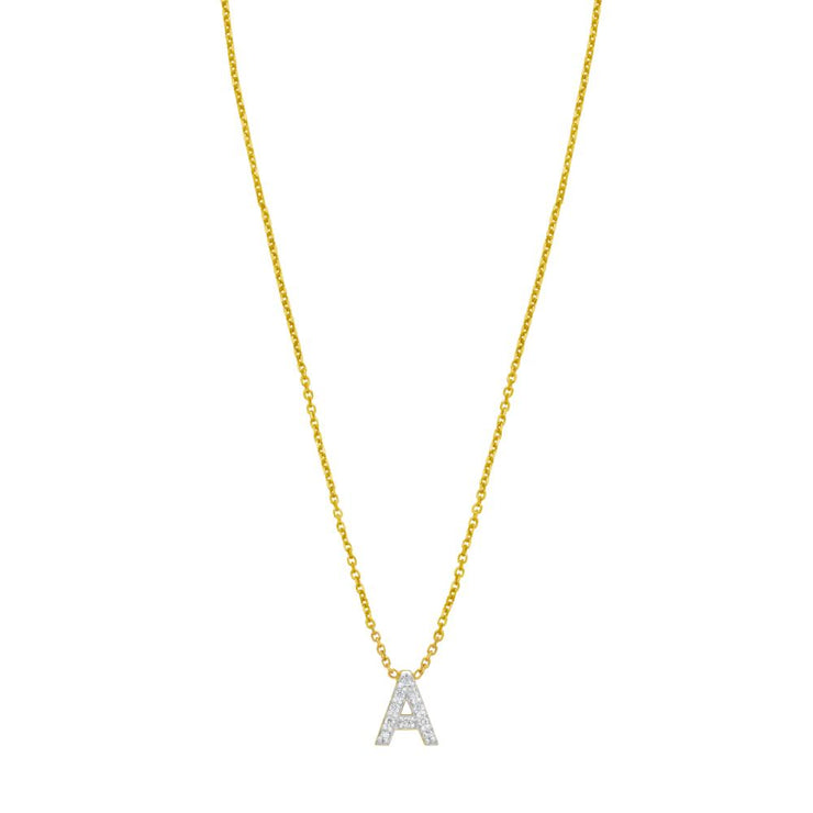 14K Mini Diamond A Initial