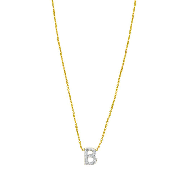 14K Mini Diamond B Initial