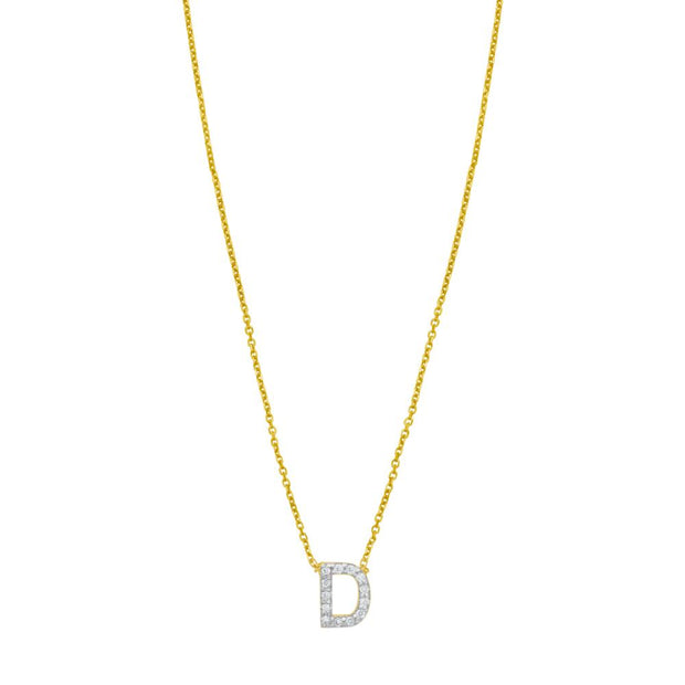 14K Mini Diamond D Initial