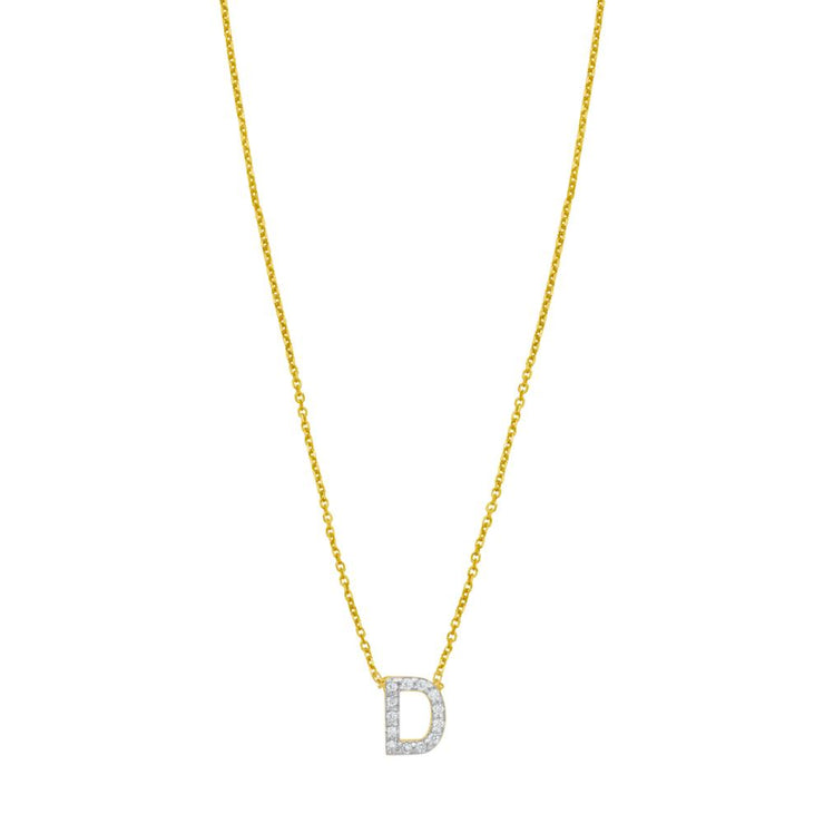 14K Mini Diamond D Initial