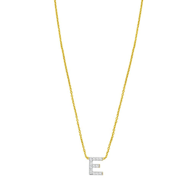 14K Mini Diamond E Initial