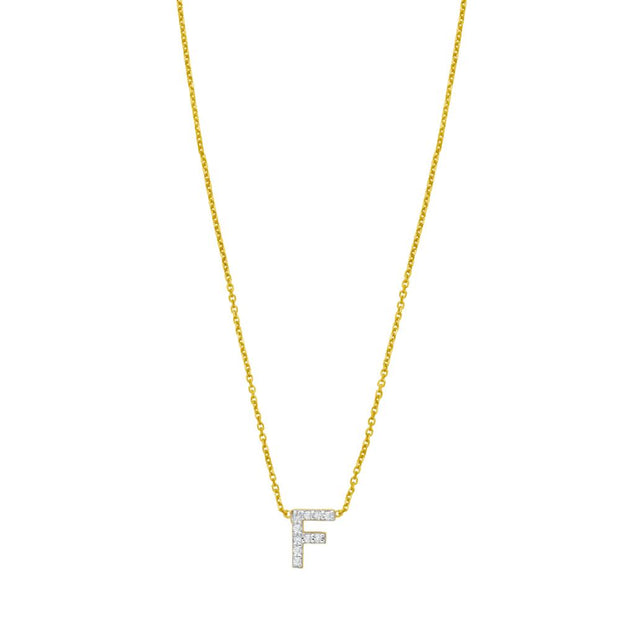 14K Mini Diamond F Initial