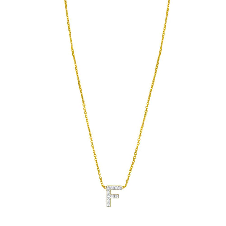 14K Mini Diamond F Initial