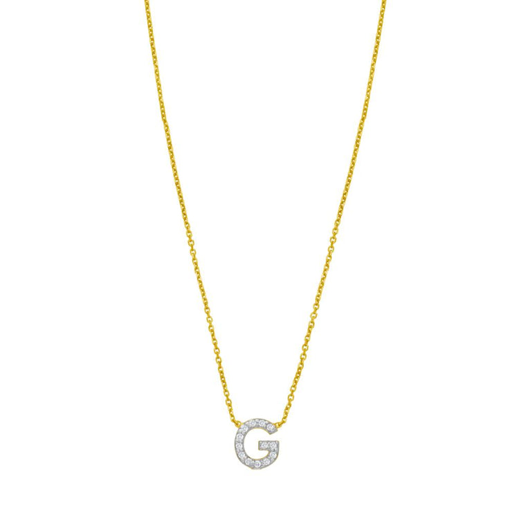 14K Mini Diamond G Initial