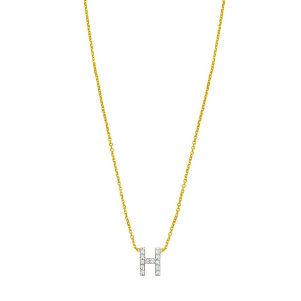 14K Mini Diamond H Initial