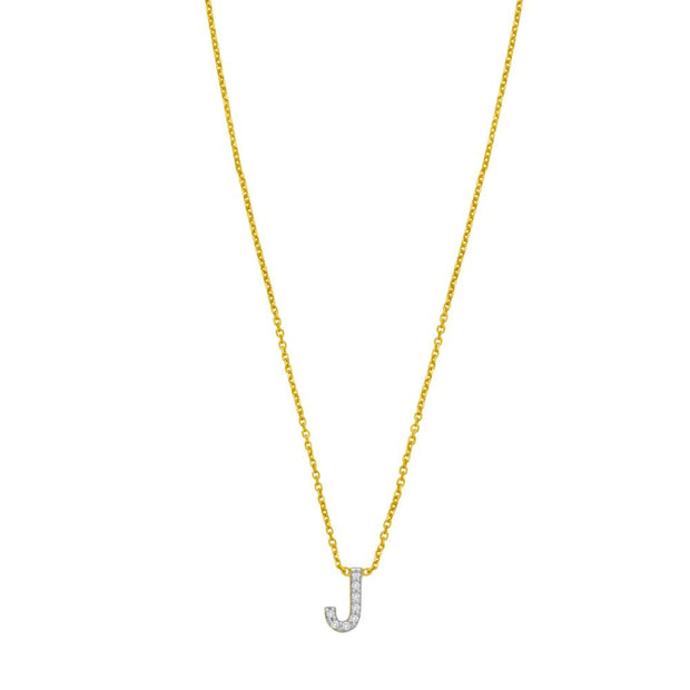 14K Mini Diamond J Initial