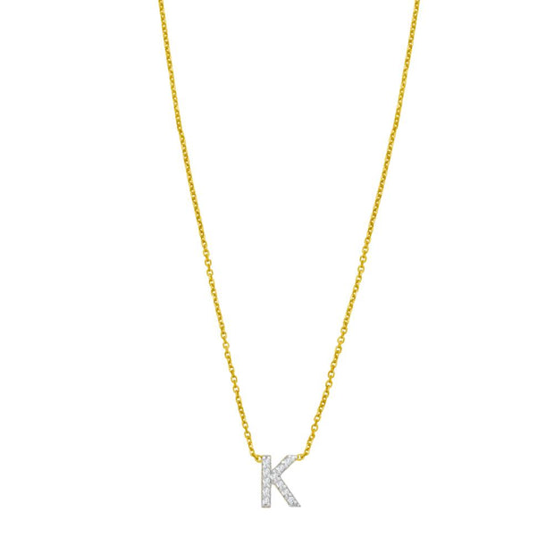 14K Mini Diamond K Initial