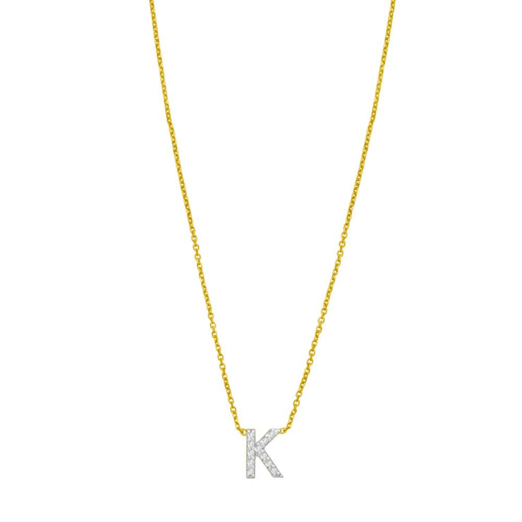 14K Mini Diamond K Initial