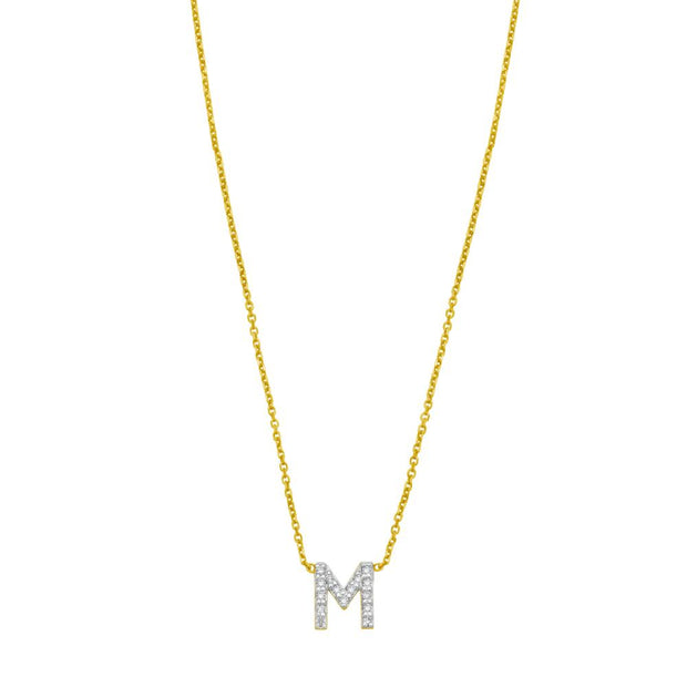 14K Mini Diamond M Initial