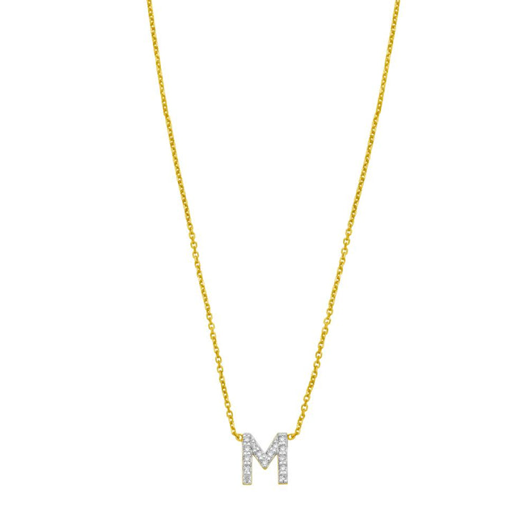 14K Mini Diamond M Initial