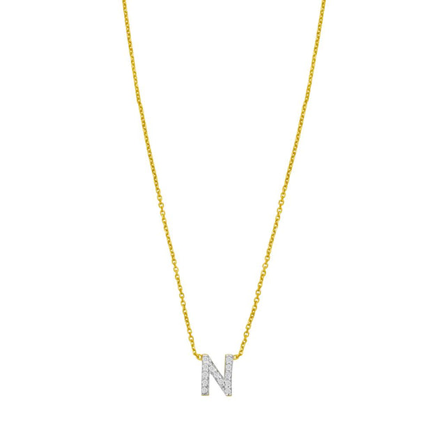 14K Mini Diamond N Initial
