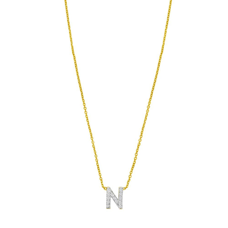 14K Mini Diamond N Initial