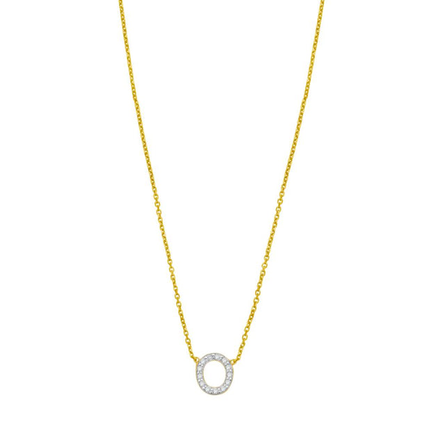 14K Mini Diamond O Initial