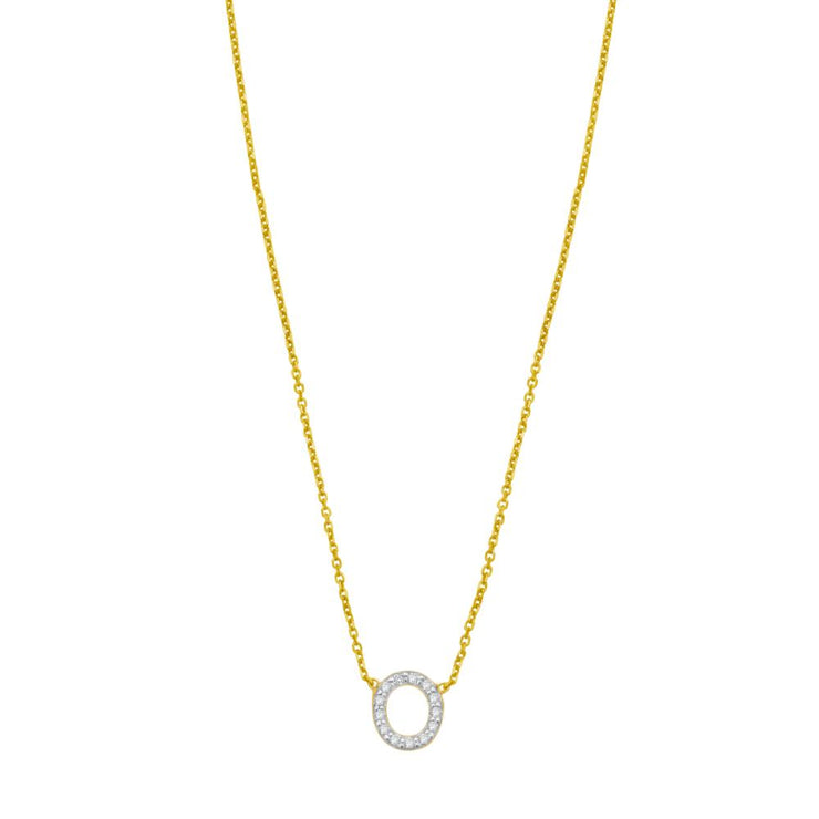 14K Mini Diamond O Initial