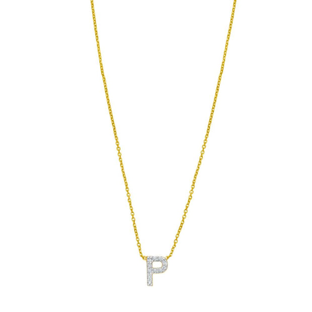 14K Mini Diamond P Initial