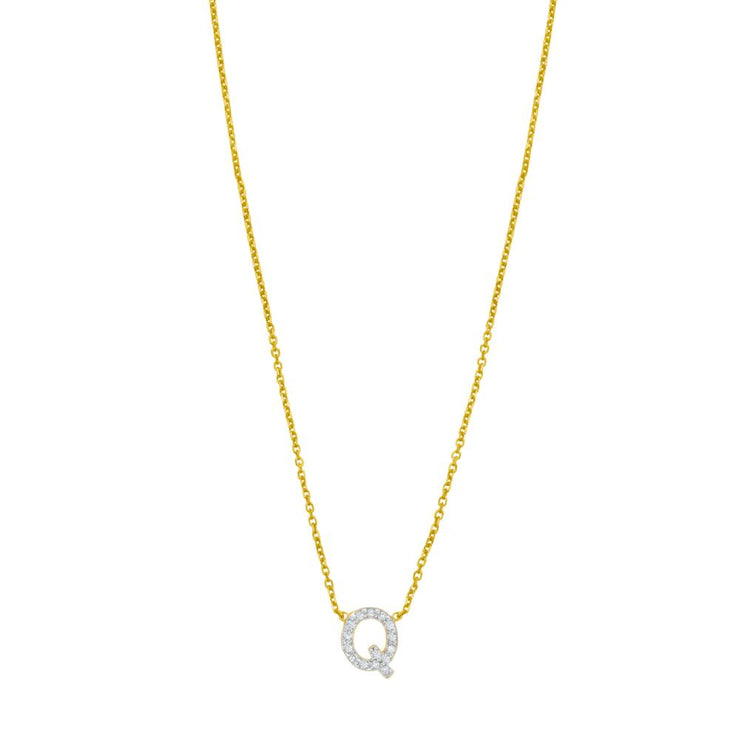 14K Mini Diamond Q Initial
