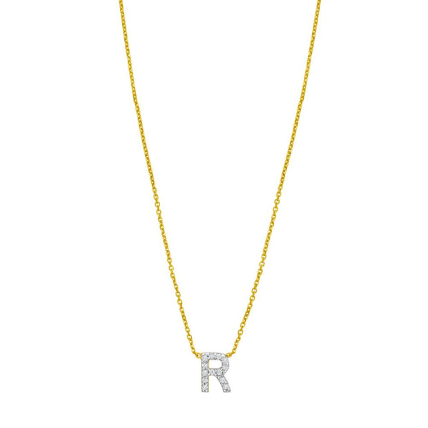 14K Mini Diamond R Initial