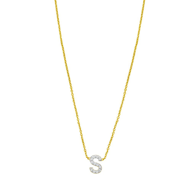14K Mini Diamond S Initial