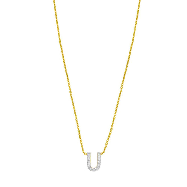 14K Mini Diamond U Initial
