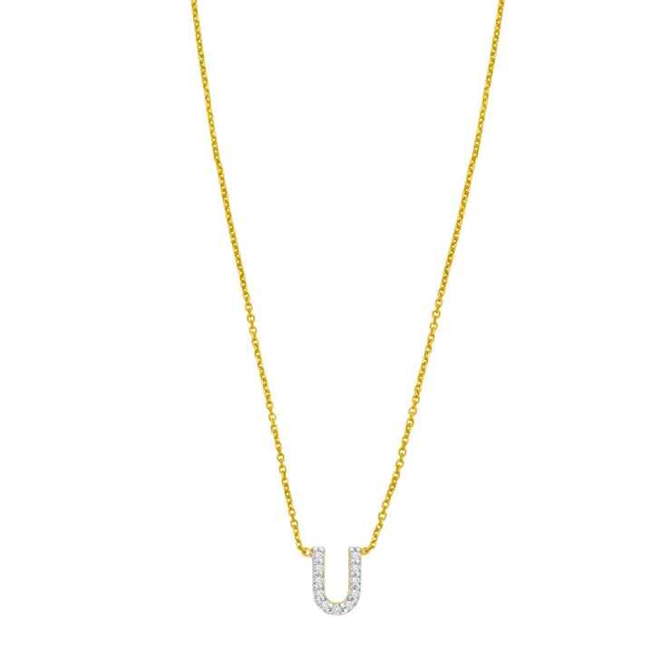 14K Mini Diamond U Initial