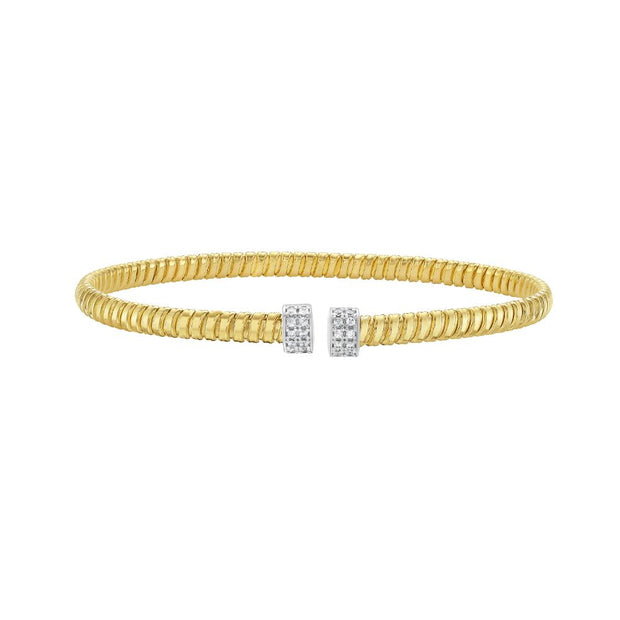 14K Diamond Endcaps Tubogas Cuff