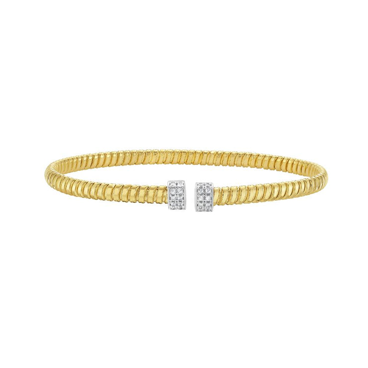 14K Diamond Endcaps Tubogas Cuff