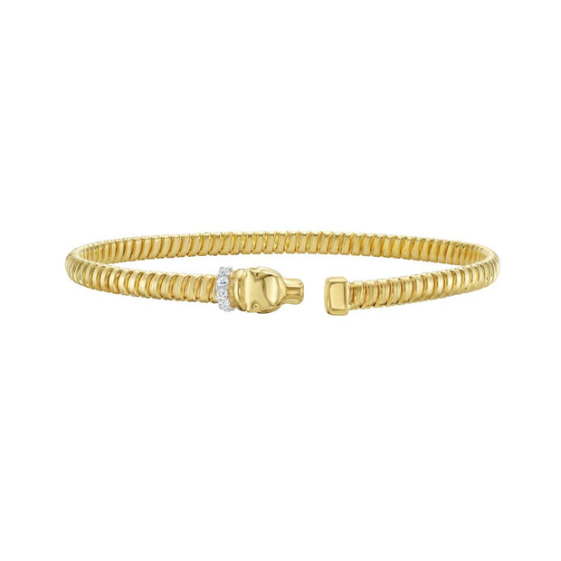 14K Diamond Panther Tubogas Cuff