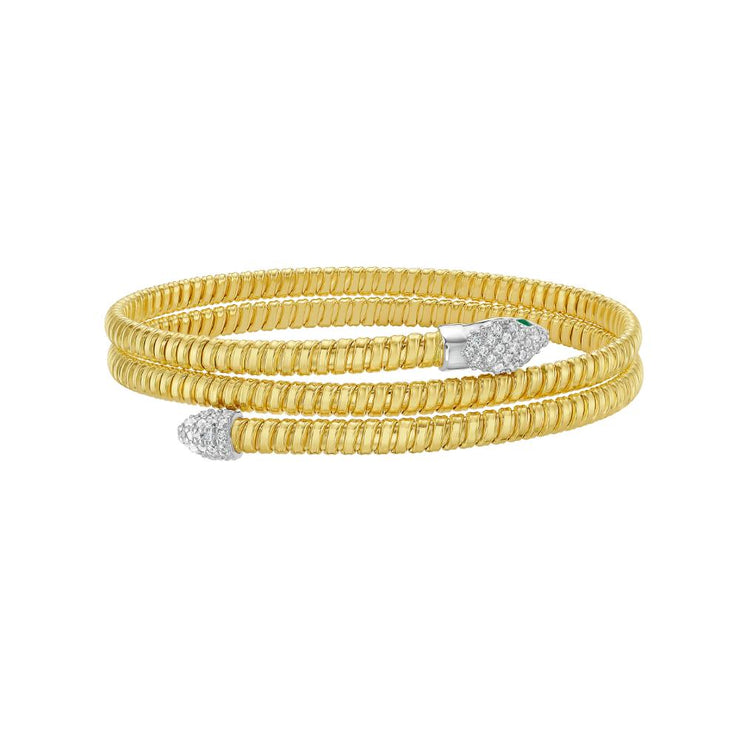 14K Diamond Snake Tubogas Bangle