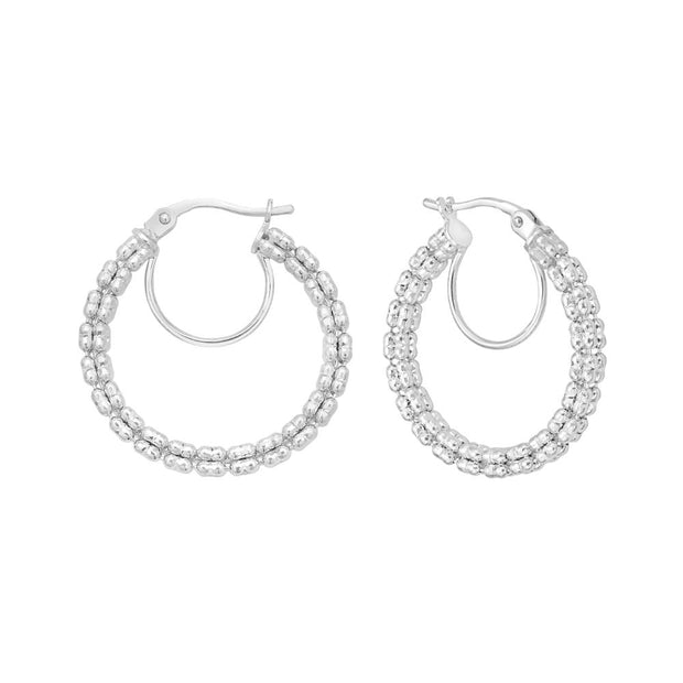 14K Ice Chain Round Hoops