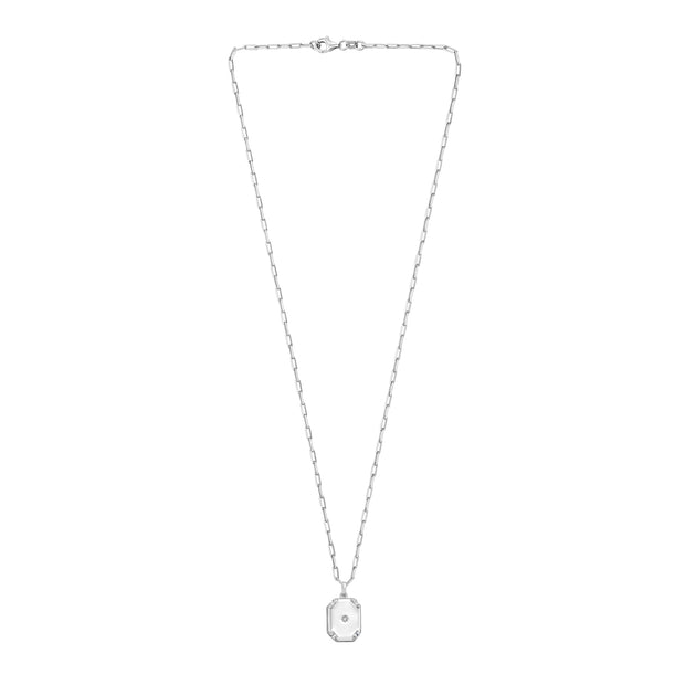 Silver Octagonal Star Locket Necklace