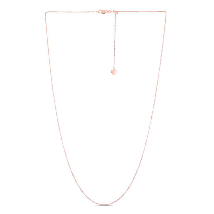14K Gold 1.1mm Adjustable Diamond Cut Cable Chain