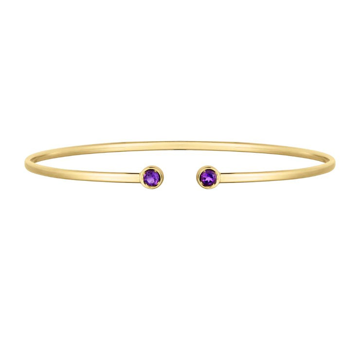 14K Amethyst Open Cuff Bangle