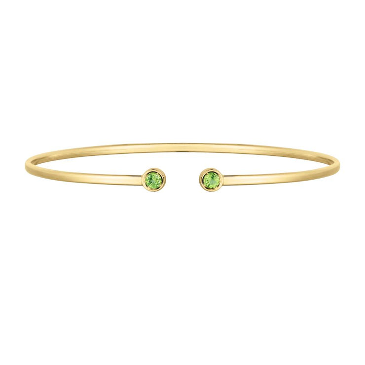 14K Peridot Open Cuff Bangle