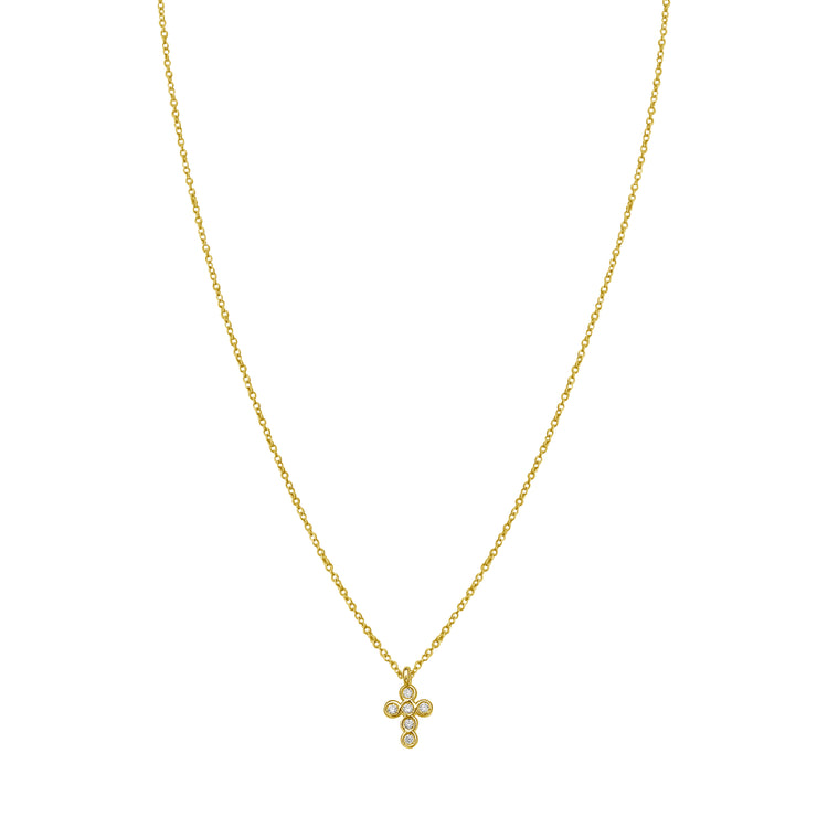 14K Petite Diamond Cross Necklace