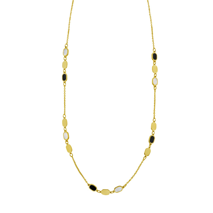 14K Onyx & MOP Inlay Links Necklace