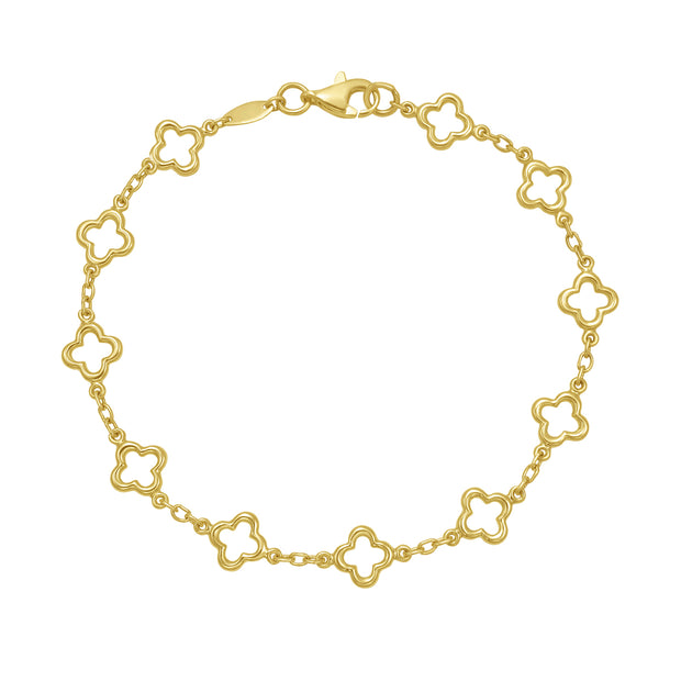 14K Gold Clover Link Bracelet