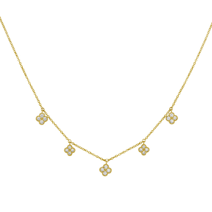 14K Diamond Flower Necklace