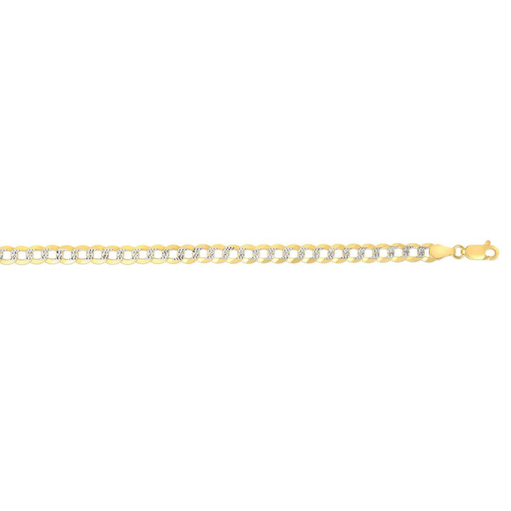 14K Gold 3.6mm White Pave Curb Chain