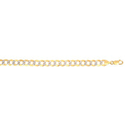 14K Gold 12.18mm White Pave Curb Chain