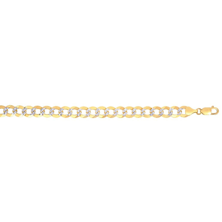 14K Gold 12.18mm White Pave Curb Chain