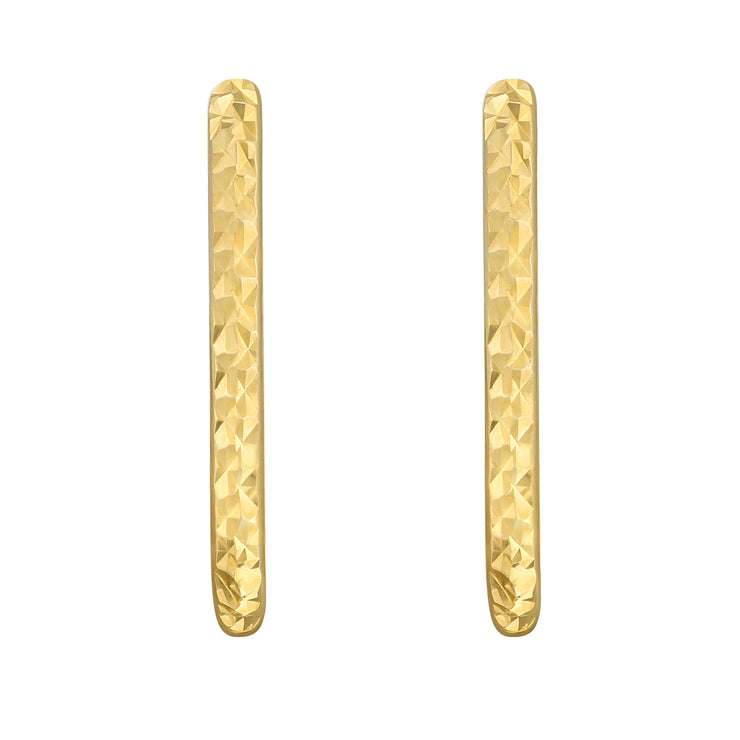 14K Gold Textured Oval Hoops